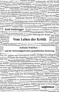 Ruth Sonderegger, Vom Leben der Kritik